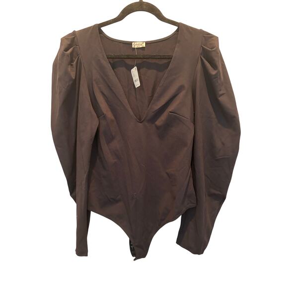 Free People Va VA Voop Long Sleeve Black Bodysuit NWT Large - Picture 2 of 6